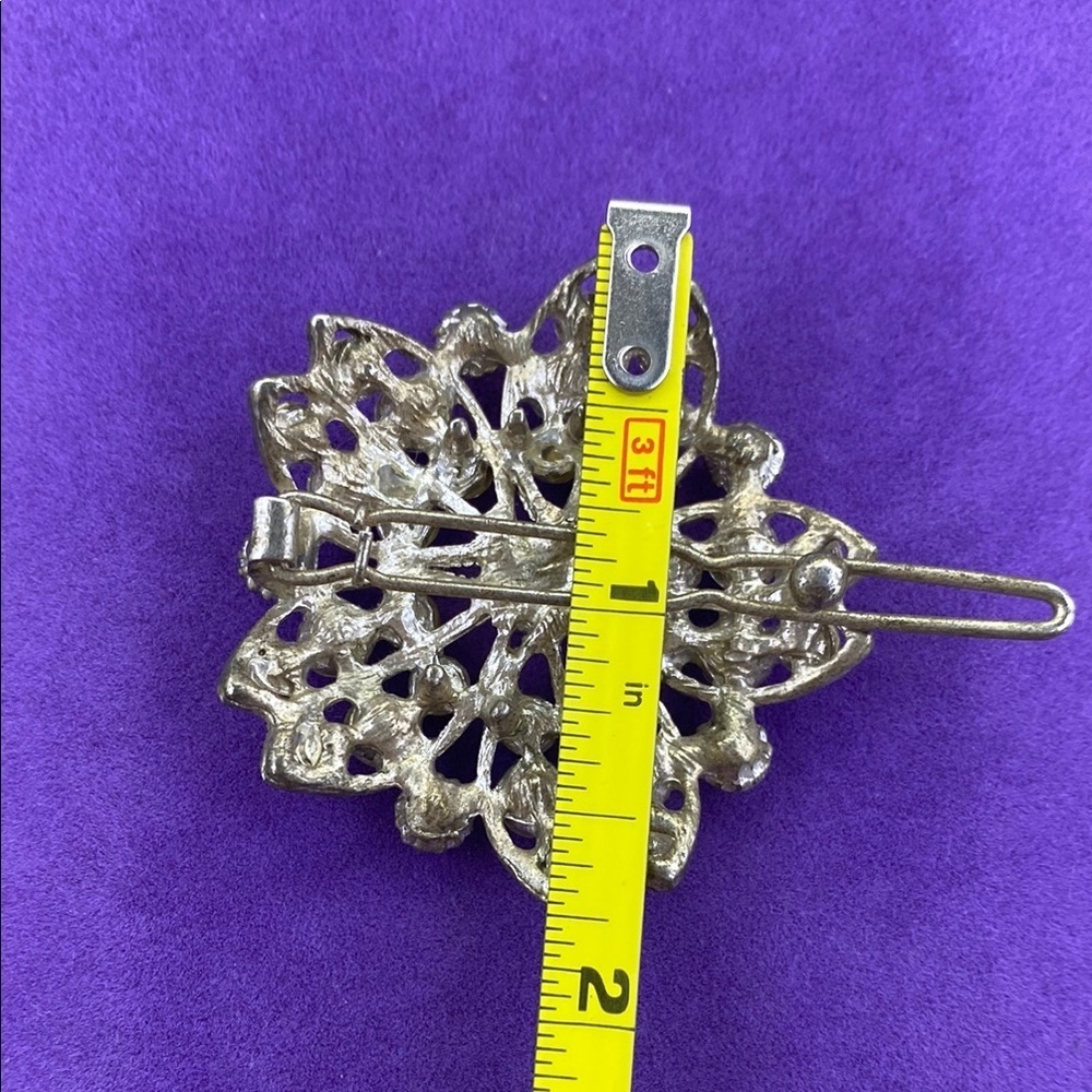 💛 Vintage Silver Crystal Flower Hair Clip - Picture 4 of 4